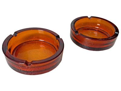 Amber Glass Ashtrays Props, Prop Hire