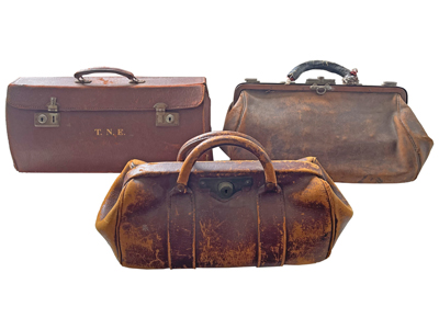Leather Gladstone Doctors Style Bags Props, Prop Hire