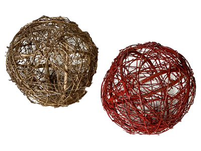 Wicker Gold and Red Decorative Balls Props, Prop Hire