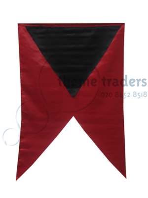 Banners Small Black on Red Props, Prop Hire