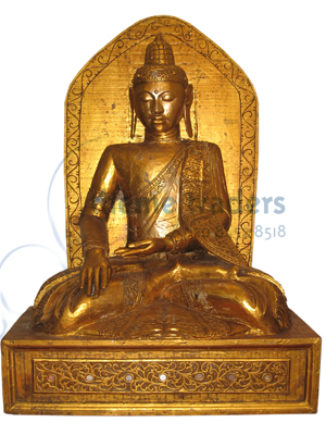 Buddha on Throne Statues - Vintage, antique, weathered Props, Prop Hire