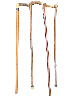 Horn and Carved Walking Stick Canes Props, Prop Hire
