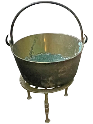 40 Centimetre Brass Cauldron On Stand Props, Prop Hire