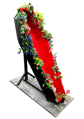 Flower Decorated Coffin on Stand Props, Prop Hire