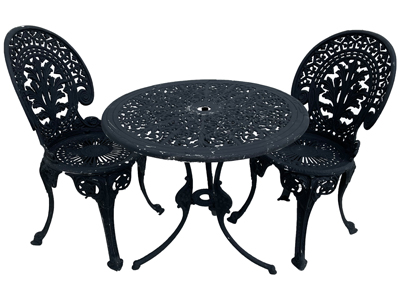 Black Metal Garden Table and Chair Set Props, Prop Hire