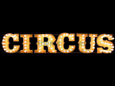 White Light bulb Circus sign Props, Prop Hire