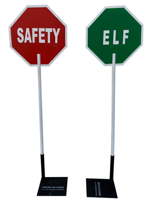 Reversible Elf and Safety Signs Props, Prop Hire