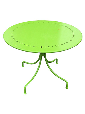 Green Metal Table Props, Prop Hire