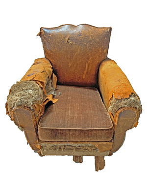 Leather Armchair Distressed Props, Prop Hire