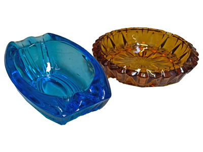 Coloured Glass Ashtrays Props, Prop Hire