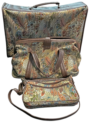 Tapestry Luggage Suitcase Holdall Carpet Bag Props, Prop Hire