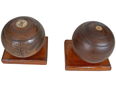 Vintage Wood Bowling Balls On Stand Props, Prop Hire