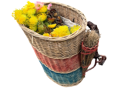 Wicker Market Vendor Peasant Backpack Baskets Props, Prop Hire