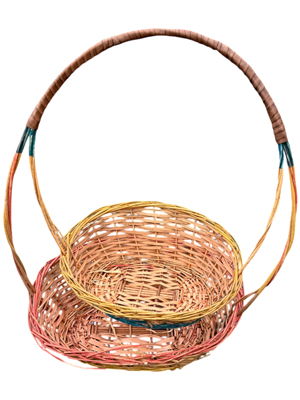 Market Crowd Two Tiered Wicker Baskets Props, Prop Hire