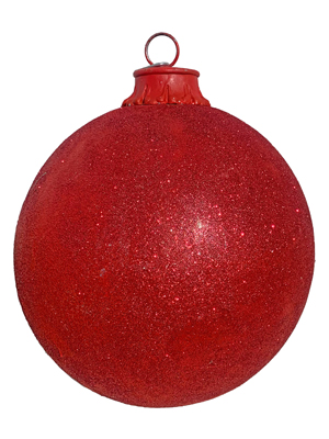 Large Red Glitter Bauble Props, Prop Hire