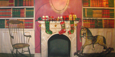 Christmas Fireplace Backdrop Props, Prop Hire