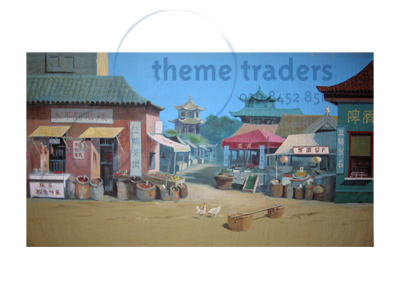 Chinese Street Scene Backdrop Props, Prop Hire