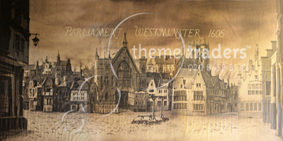 Guy Fawkes Westminster Backdrop Props, Prop Hire