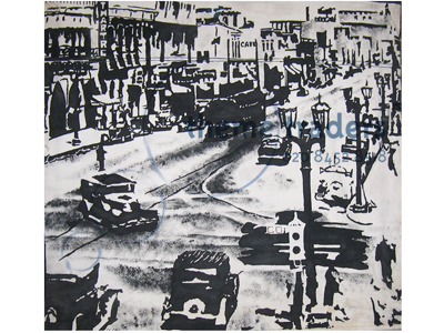 Prohibition Black & White Street Scene Backdrop Props, Prop Hire