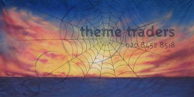 Spider Web backdrop Spiderman Sunset Props, Prop Hire