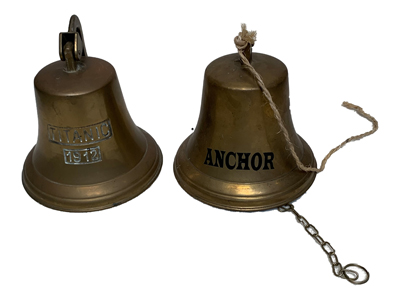 Retro Brass Naval Bells Props, Prop Hire