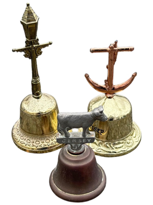 Small Brass Hand Bells Props, Prop Hire