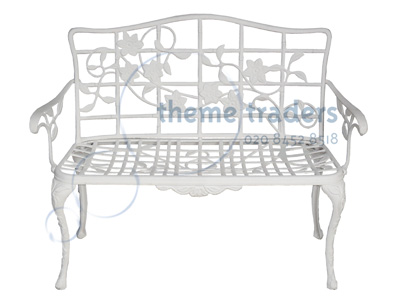 Garden benches Ornate White Props, Prop Hire
