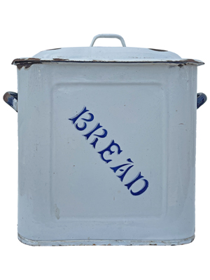 Large Enamel Bread Bin Props, Prop Hire