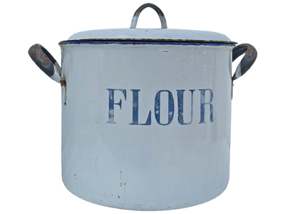 Large Enamel Flour Bin Props, Prop Hire