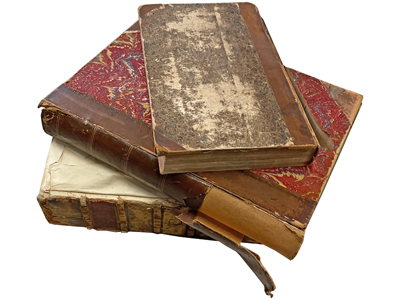 Weathered Character Leather Vintage Books Props, Prop Hire