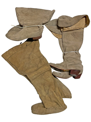 Historical Tan Suede Re-Enactment Boots Props, Prop Hire