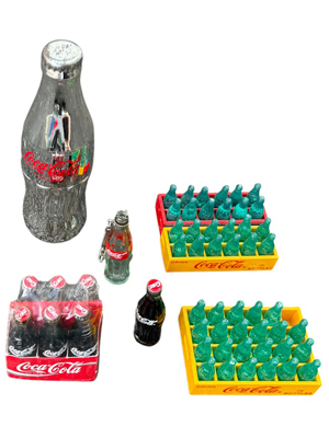 Coca Cola Collectibles Miniature and Gold Silver Bottles Props, Prop Hire