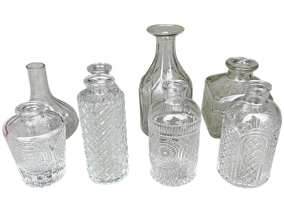 Crystal Cut Glass Perfume and Decorative Bottles Props, Prop Hire