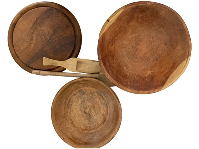Medieval Wooden Platter Bowls Props, Prop Hire