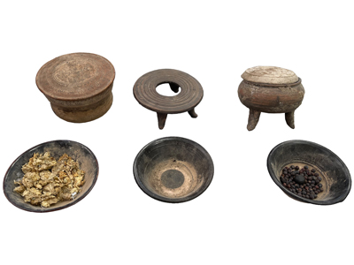 Ancient Clay and Wood Bowls Containers Props, Prop Hire