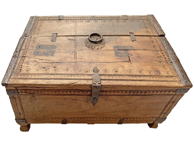 Antique Fine Detail Treasure Box Wood Props, Prop Hire