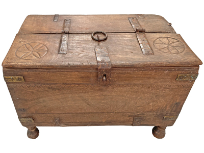 Mystical Engraved Wooden Casket Box Props, Prop Hire