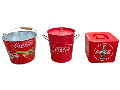 Coca Cola Ice Buckets Props, Prop Hire