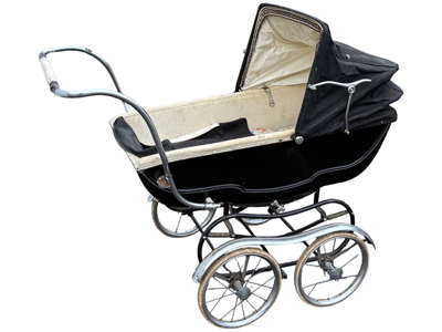 Retro Black Pram Props, Prop Hire