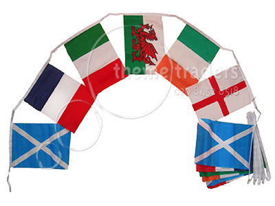 Rugby Nations Bunting Props, Prop Hire