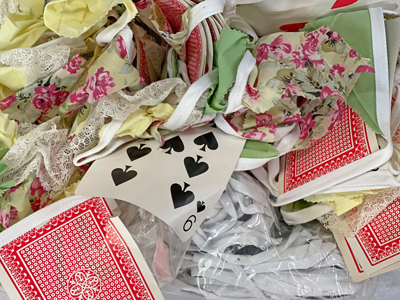 Alice Floral Playing Card Bunting Props, Prop Hire