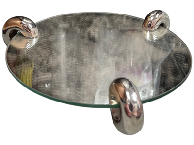 Mirrorored Glass Designer Chrome Cake Stands Props, Prop Hire