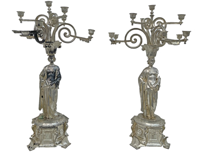 Mansion Castle Shabby Chic Silver 3 Foot Candelabras Props, Prop Hire