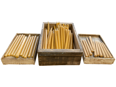 Ancient Beeswax Candles In Display Trays Props, Prop Hire