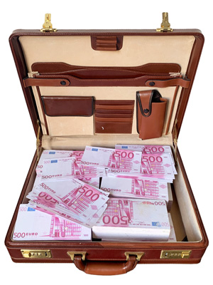 Money Briefcase Euros Props, Prop Hire