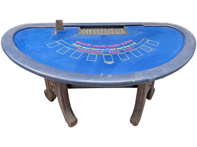 Weathered Blackjack Cards Casino Tables Full Size Props, Prop Hire