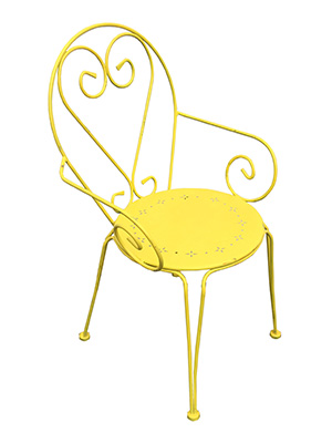 Yellow Metal Chair Props, Prop Hire