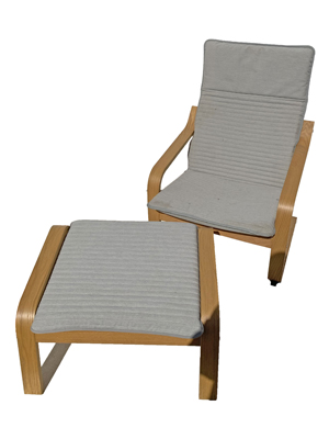 Designer Lounger and Footstool Chair Props, Prop Hire