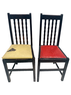 Distressed Chair Set (Six Available) Props, Prop Hire