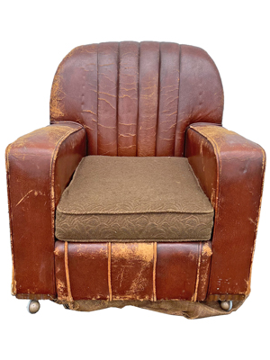 Distressed Leather Armchairs Props, Prop Hire